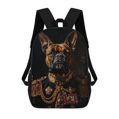 Dog Emperor Batoh se zipem s potiskem Taška na knihy Školní tašky pro dívky 17palcová školní batohová taška