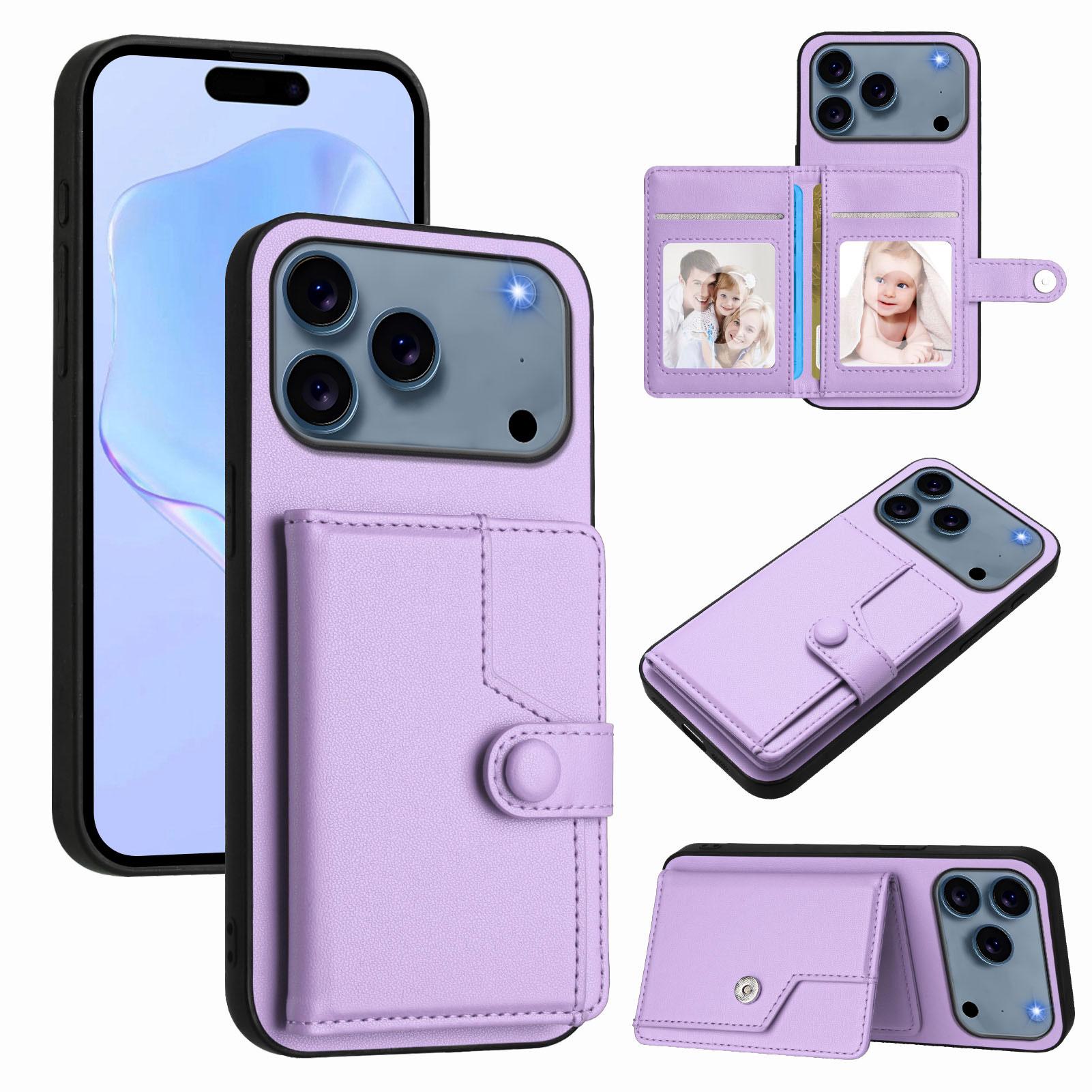 

For iPhone 17 Pro Max Case RFID Blocking Card Holder Kickstand TPU + PU Leather Phone Back Cover