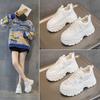 White Chunky Platform Sneakers Ultra Thick Sole Height Increasing Casual Shoes Lace Up Lightweight Non Slip For Daily School