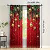 Set Of 2 Christmas Curtains Festive Red Polyester Printed Home Decoration Room Curtain