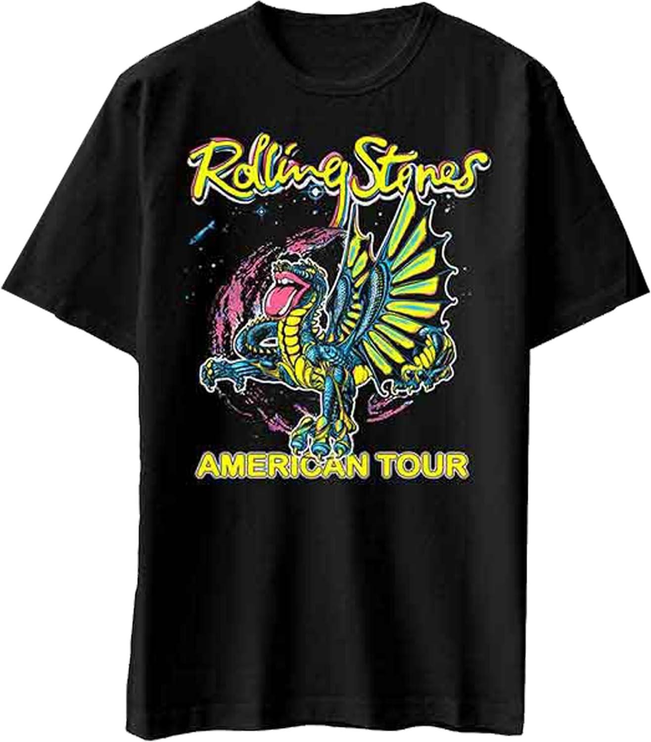 The Rolling Stones T Shirt American Tour Dragon Band Logo Official Mens Black S