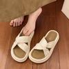 Thick-soled Crossed Slippers Women's Summer Outer Wear 2025 New Fashion High-end Skirt Beach Vacation Cool Slippers