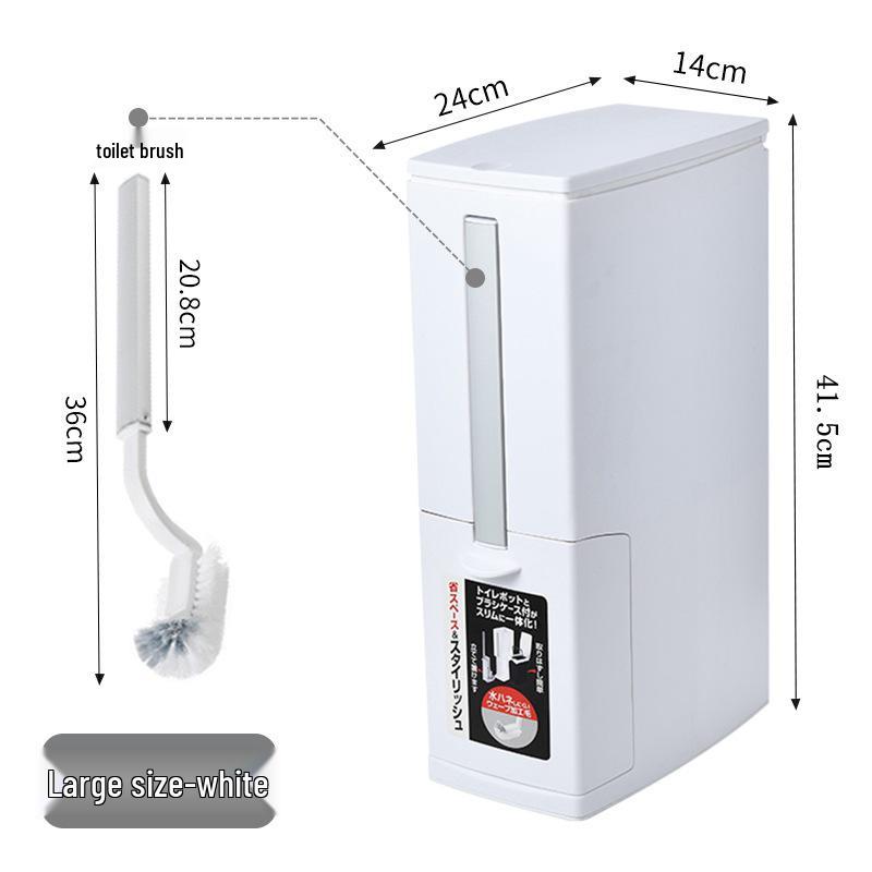 Japanese-Style Bathroom Trash Can & Toilet Brush Set: Compact, Narrow Design with Lid.