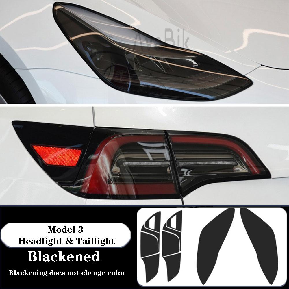 PPF Headlight & Taillight Film For Tesla Model 3 2016- Black Transparent Anti-scratch Self-healing TPU Protection Stickers