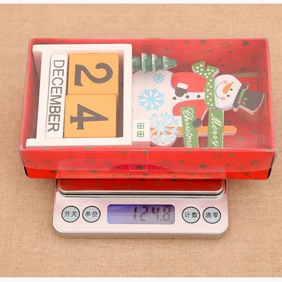 Christmas Wooden Calendar Ornament Box Christmas Gift Window Tabletop Ornament