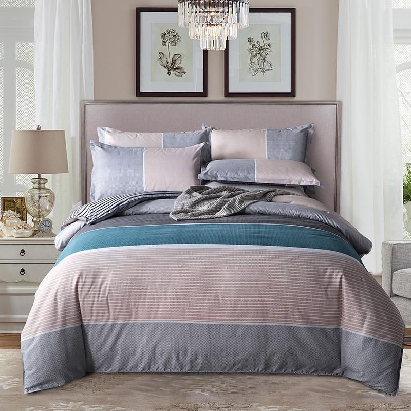 Aloe Cotton Blend Bedding Set Striped Sheet Style Modern Simple 1.2m/1.5m/1.8m/2.0m/2.2m Beds Home Bedroom Decor