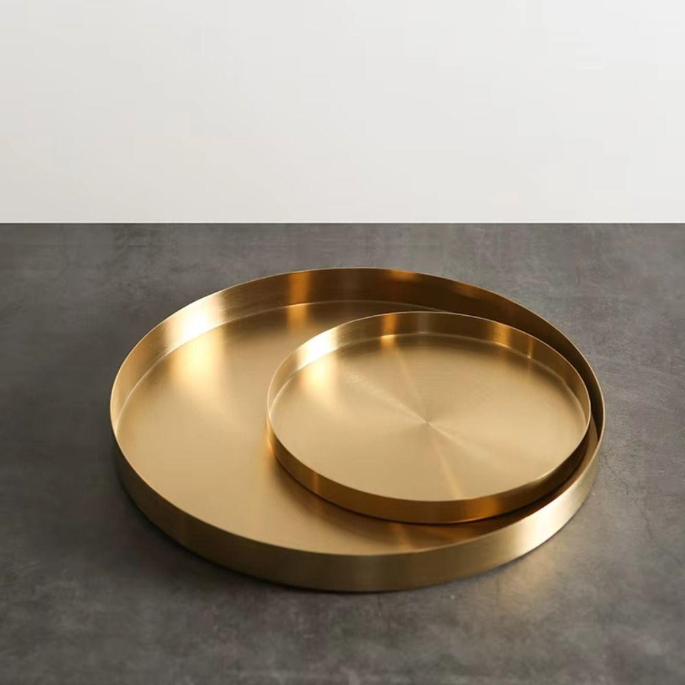 12.5/20/30cm Metal Decorative Trays Stainless Steel Jewelry Display Plate Tableware