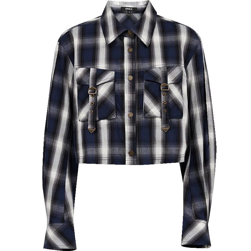 ONLY Women s Plaid Lapel Short Shirt M