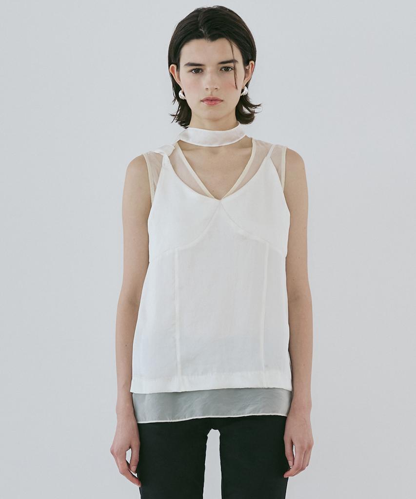 Baillie Sheer Tie Blouse (Ivory)