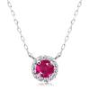 Lala Christie Diamond Necklace In Platinum (PT950) with Birthstone Ruby (lp56-0001-pt-07)