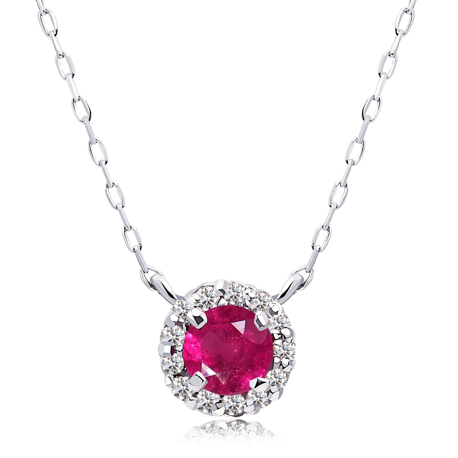 

Lala Christie Diamond Necklace in Platinum (PT950) with Birthstone Ruby (lp56-0001-pt-07)