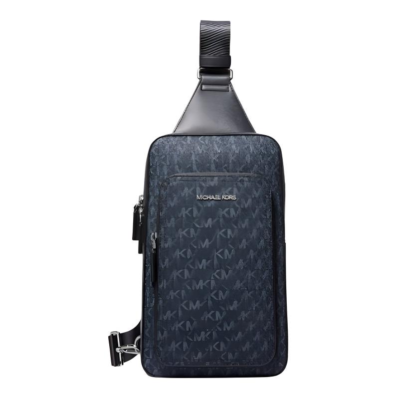 MICHAEL KORS Cooper Logo Zip Closure Coated Canvas Chest Bag Crossbody Bag Regular Men s Navy синий