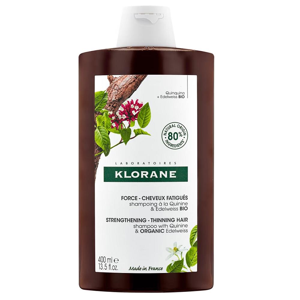 Klorane Strength Szampon do włosów z chininą i szarotką, 400 ml