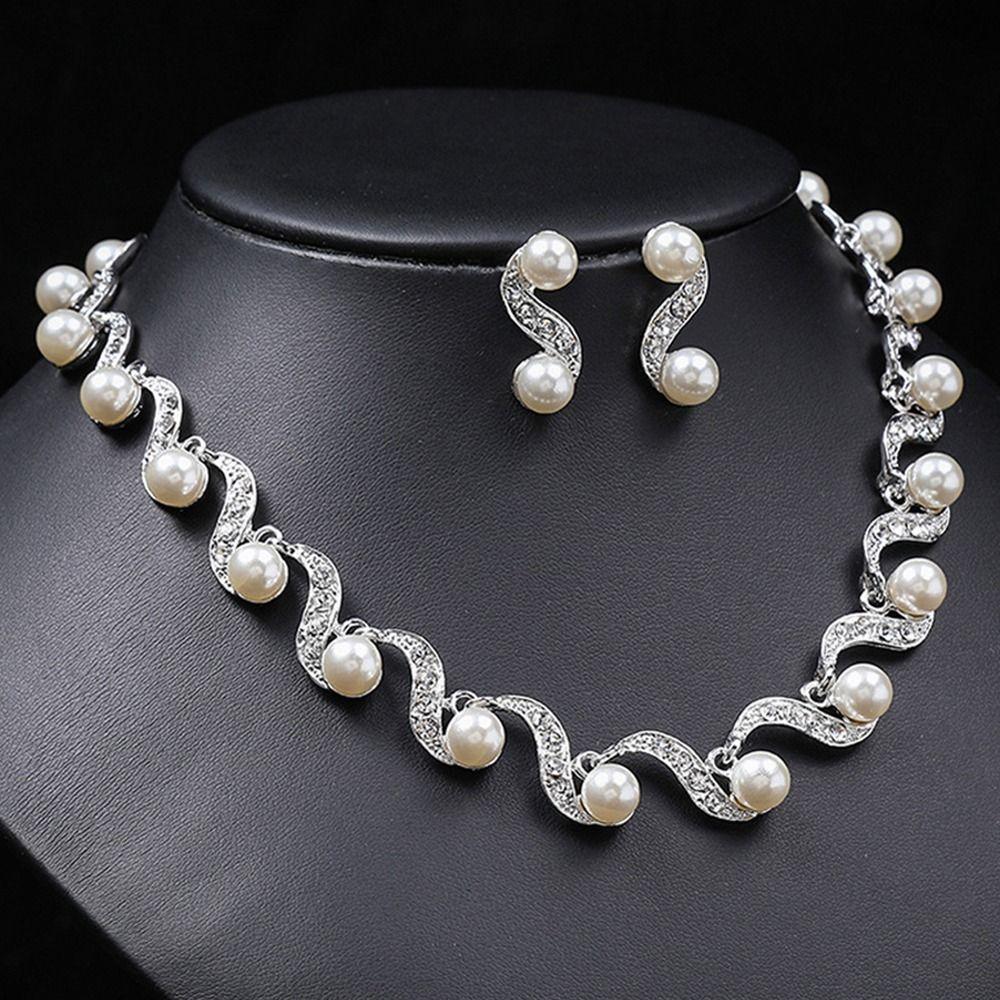 Cercei Atârnători Cadou Aniversar Cercei Picătură de Apă Set Bijuterii Nuntă Mireasă Colier pentru Femei