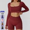 Cross-Strap Seamless Slim-Fit Long Sleeve Yoga Top with Hollow Back for Women - High-End Feel Fitness & Running 7026