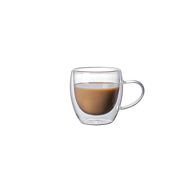 150-450ML Double-layer Transparent Glass Coffee Cups with Handle Double-layer Heat Insulation High Temperature Juice Milk Cups