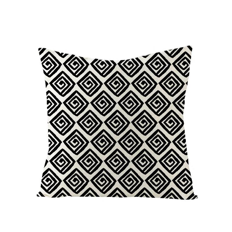 Linen Simple Black White Geometry Cushion Case Modern Nordic Simple Decorative Pillows Case Livingroom Sofa Couch Throw Pillows