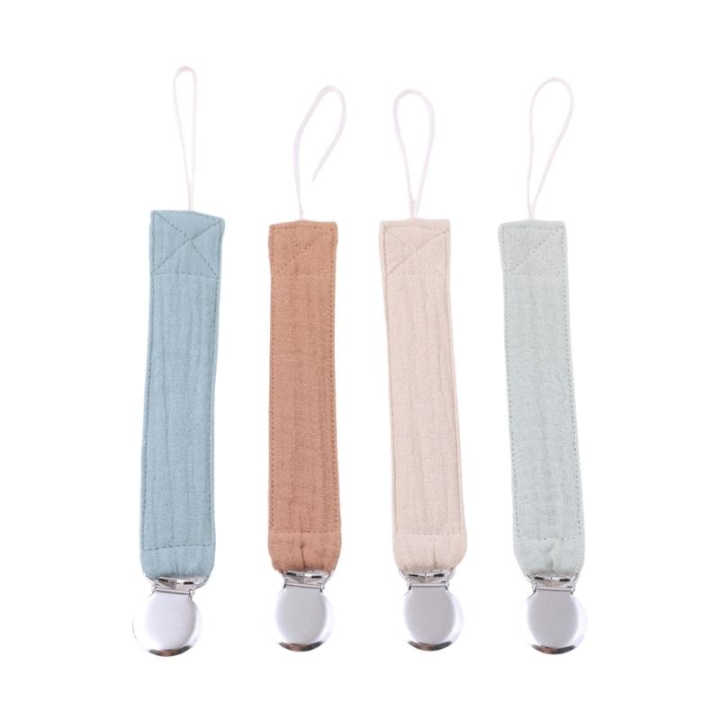 

Pack of 4 Colorful Baby Pacifier Chain Baby Teether Clip Cotton & Steel Baby Pacifier Chain Soft & Safe Pacifier Clip