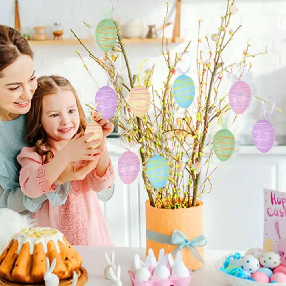 6Pcs Simulation Egg Hanging Easter Ornaments Easter Festival Decoration  Easter Party
