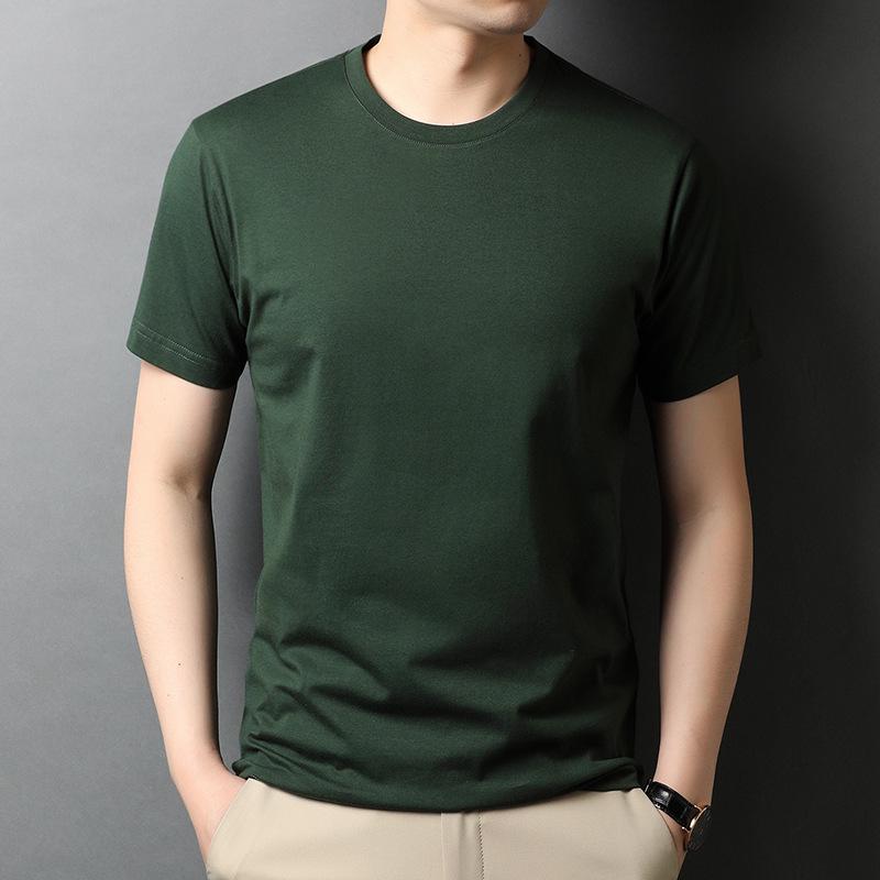 Męska koszulka z krótkim rękawem, dopasowany krój, gładka, 100% bawełna, 220g, oddychająca i modna