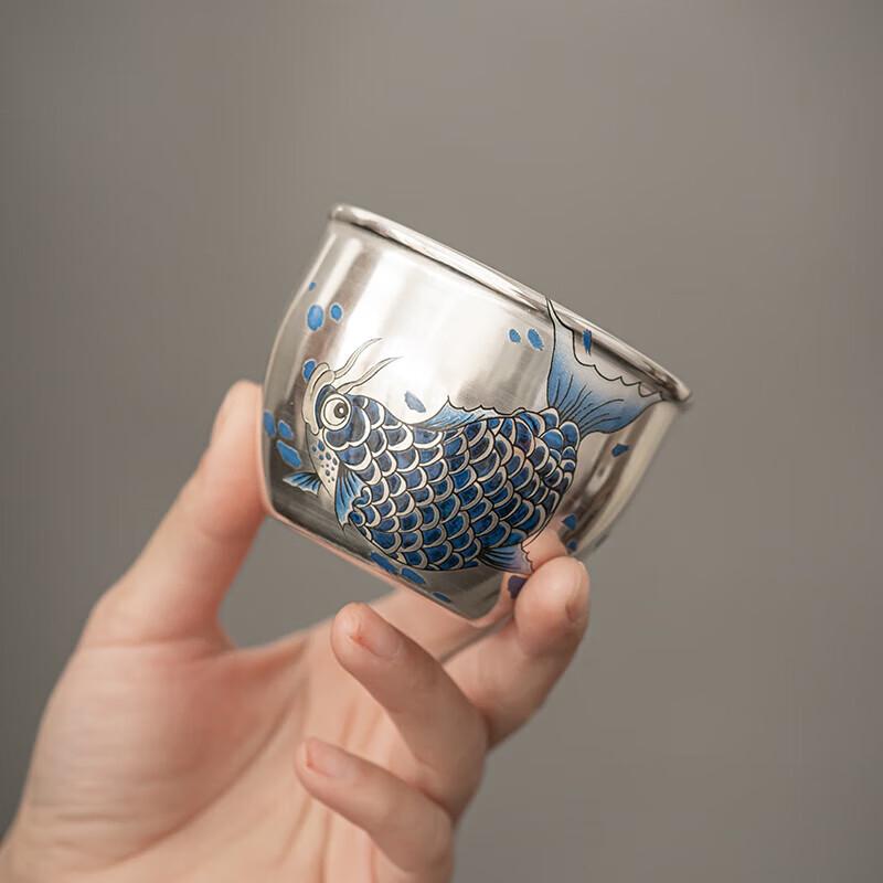 Gilded Silver Arowana Ceramic Kung Fu Tea Master Cup