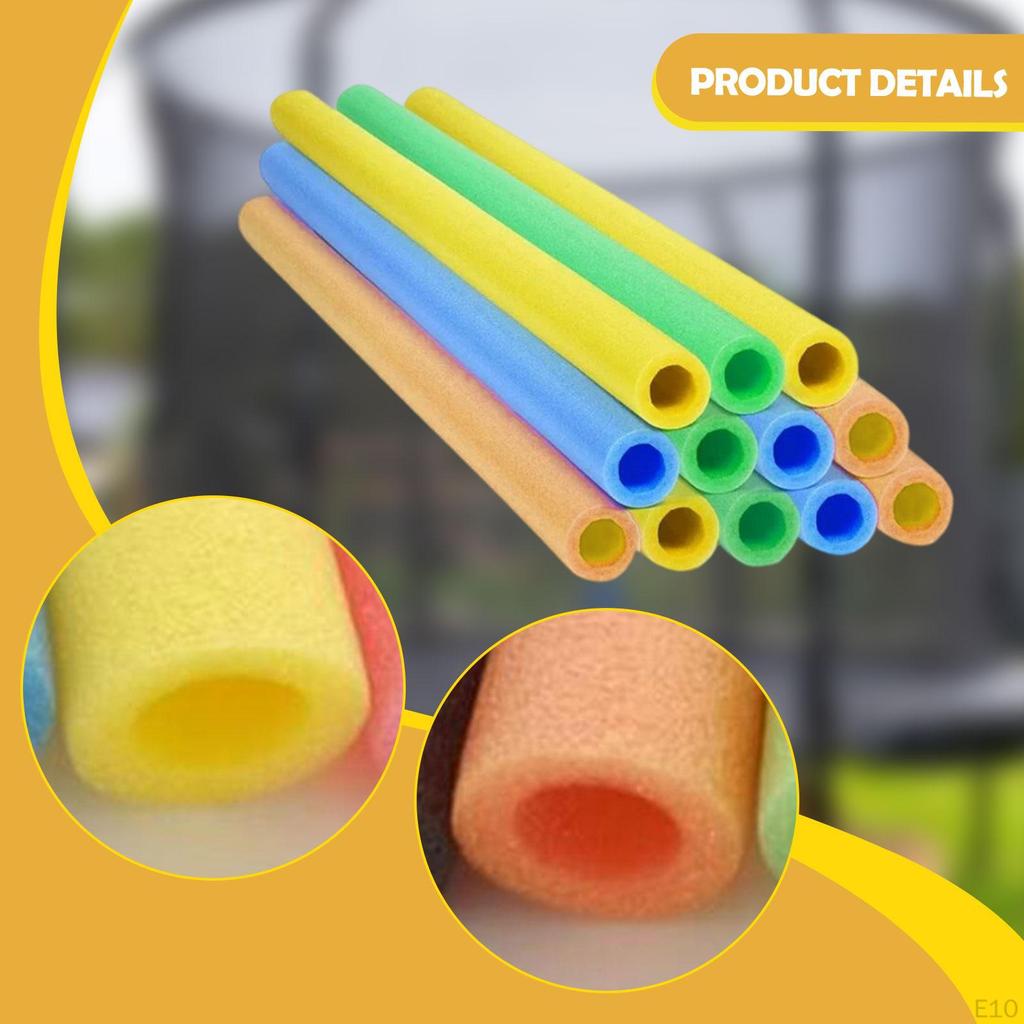 12 stk. trampolinestangskumhylser, erstatninger, lette rør, polstring, utendørs