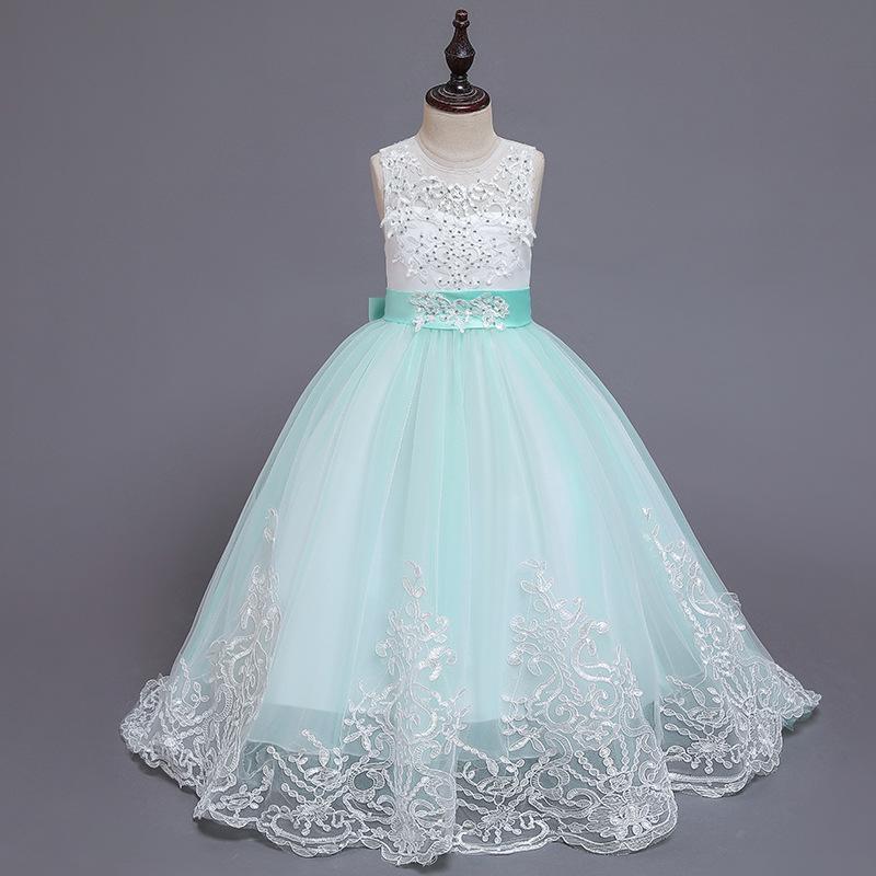 

2019 Children s Elegant Beaded Lace Princess Evening Dress 120cm