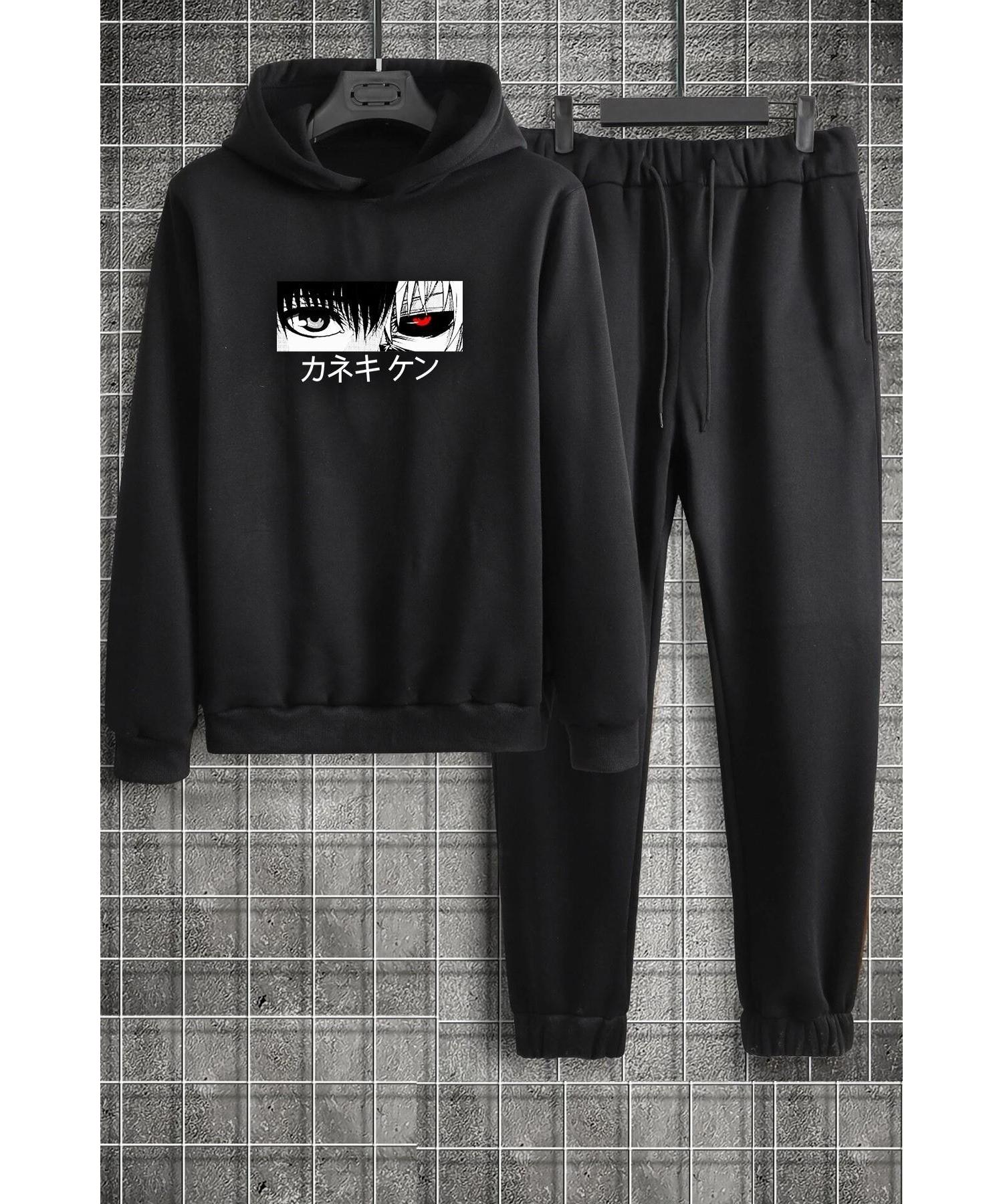 

Черный спортивный костюм унисекс с принтом Ken Kaneki