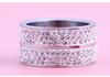 Stylish 12MM Stainless Steel Double Row Rhinestone Ring