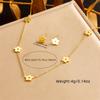 Gold Flower Charm Jewelry Set with Necklace Bracelet and Stud Earrings