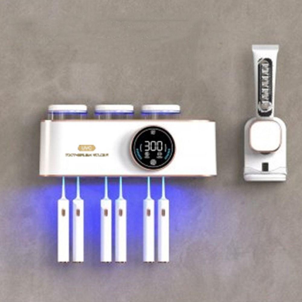 No Punching Smart Toothbrush Rack Plastic Toothbrush Intelligent Drying Rack  for Home