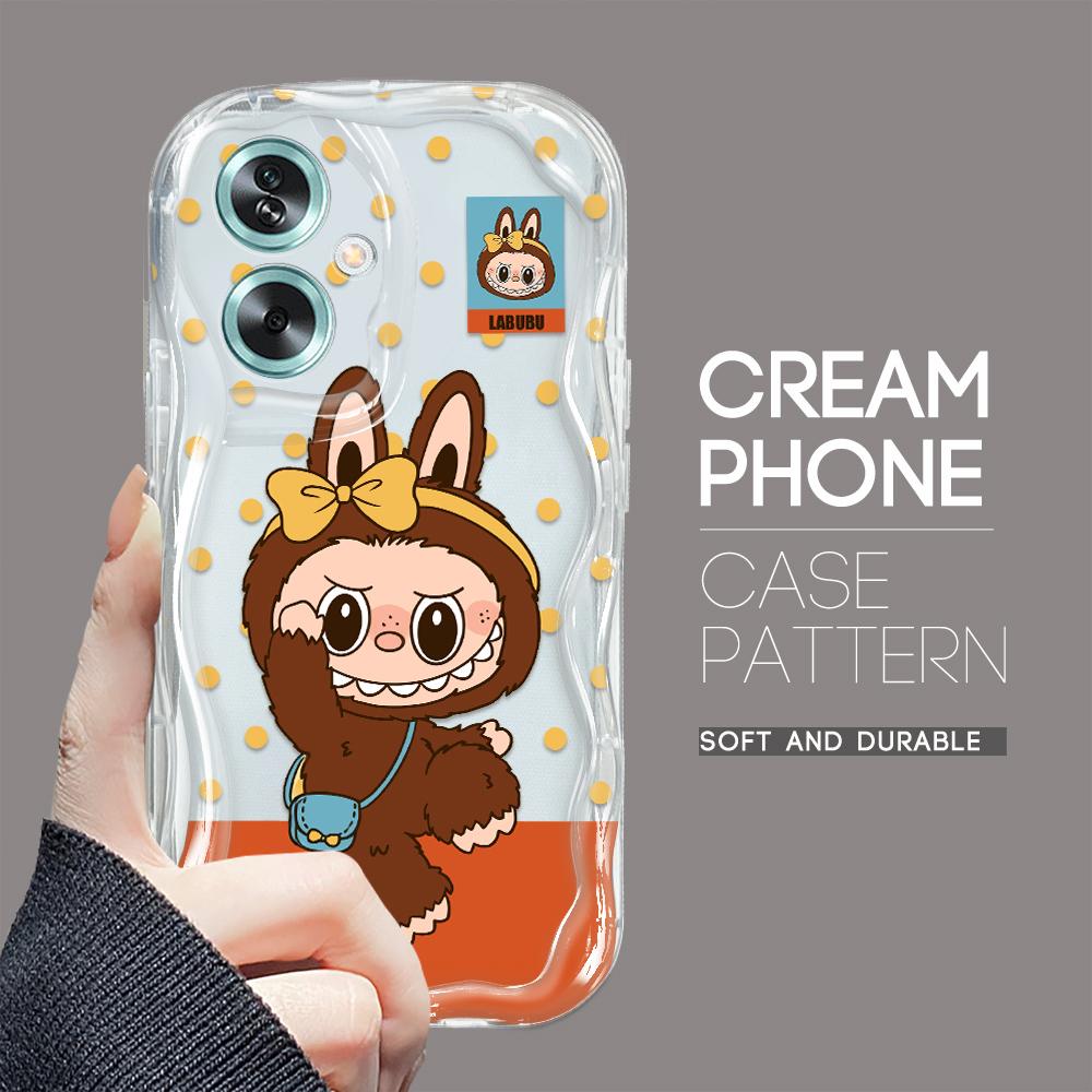 Niedliches Cartoon-Muster Creme Textur Gehäuse Wellenförmiger Rand Weiche Silikonhülle Telefonhülle für OPPO Reno Realme