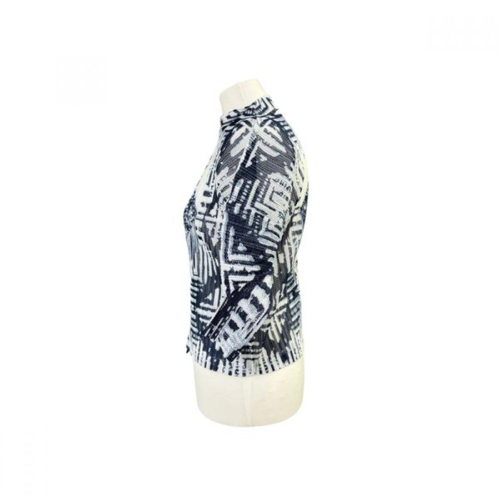 LA VITA JUNKO 7 8 Sleeve Diamond Geometric Print Mesh Jumper  Ltsjp28p 