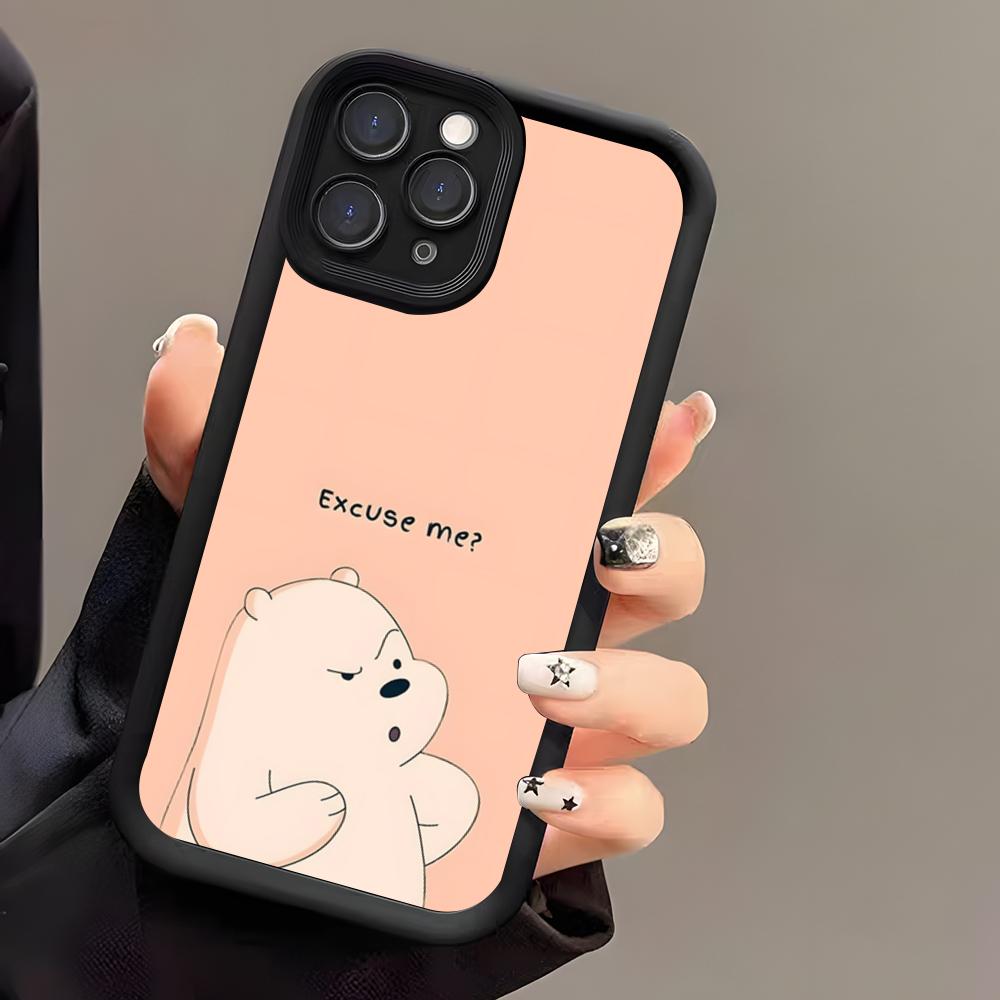 Ice Bear Phone Case For IPhone 17 Air 16 E 15 14 Plus 13 12 11 Pro Max Black Sky Eye Stepped Protective Case