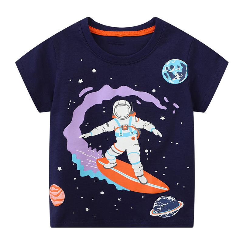 Little Maven Baby Boys' Clothing Top T-shirt Cartoon Space Astronaut T-shirt Youth T-shirt