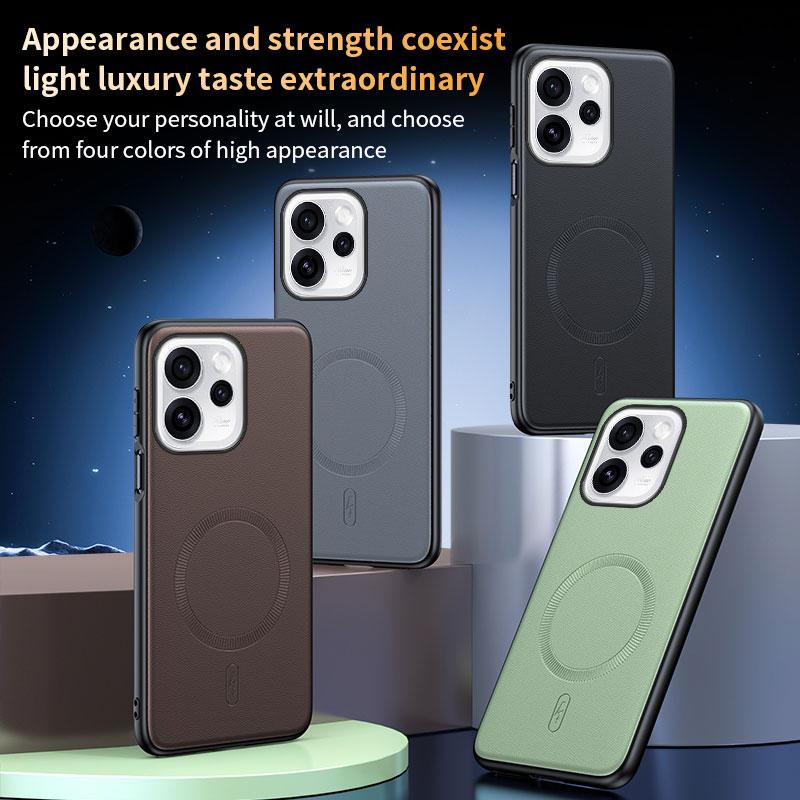 Funda Magnética de Cuero Shield para Oppo Reno 15 Para Oppo Reno 15 Antihuellas Antideslizante PC+TPU