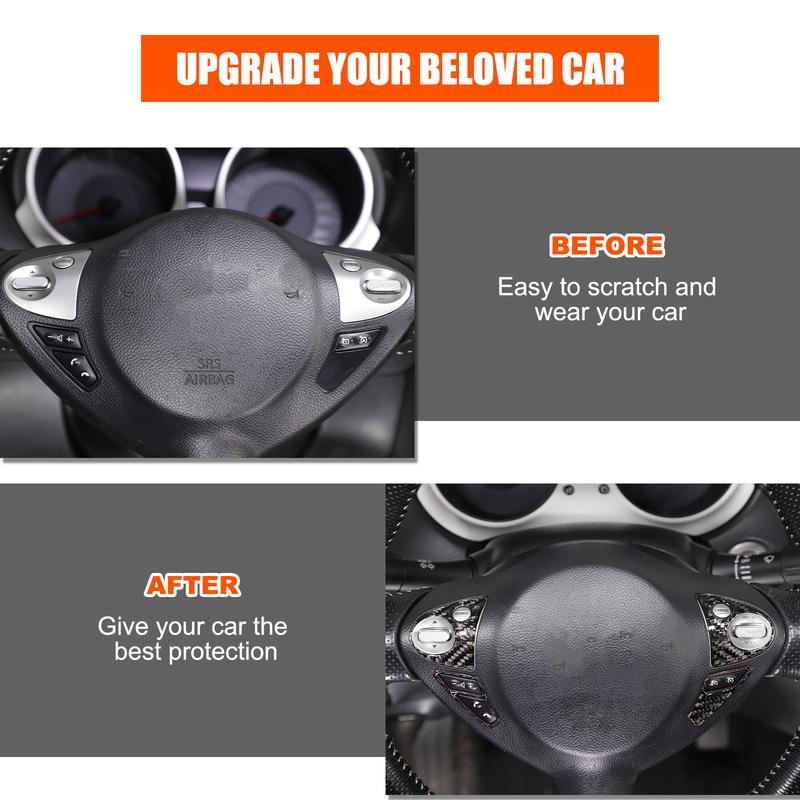 For Nissan Juke/Infiniti ESQ 2011- Soft Carbon Fiber Car Steering Wheel Button Decoration Frame Trim Interior Accessories