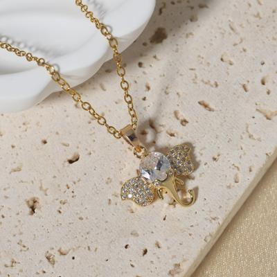 Simple Elephant Pendant Necklaces for Women Zirconia Necklace Wedding Party Jewelry Accessories
