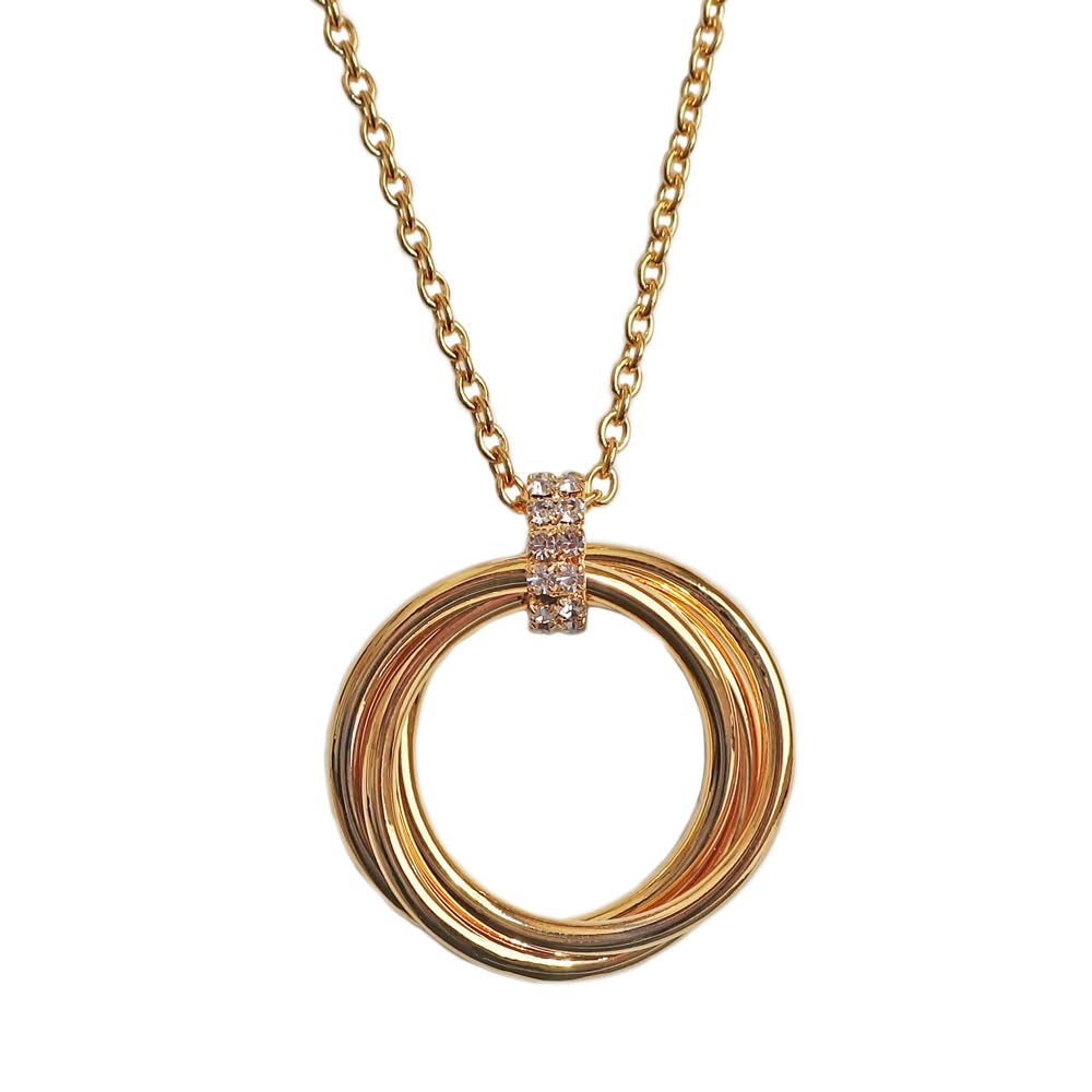 

Made in Japan hoop long necklace with long medium size Gold color [Melody Accessories] 3-row pendant, (OP-131) золотий
