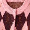 2025 Spring Women's Diamond Jacquard Knit Cardigan
