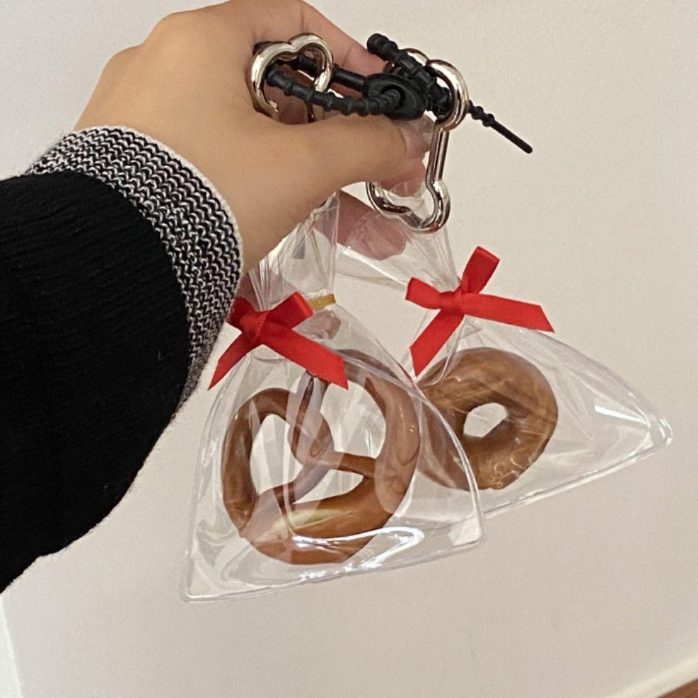 Bagel Alkaline Bread Pendant Cute Croissant Bag Accessory Palm-leaf Fan Pendant  Backpack Decor