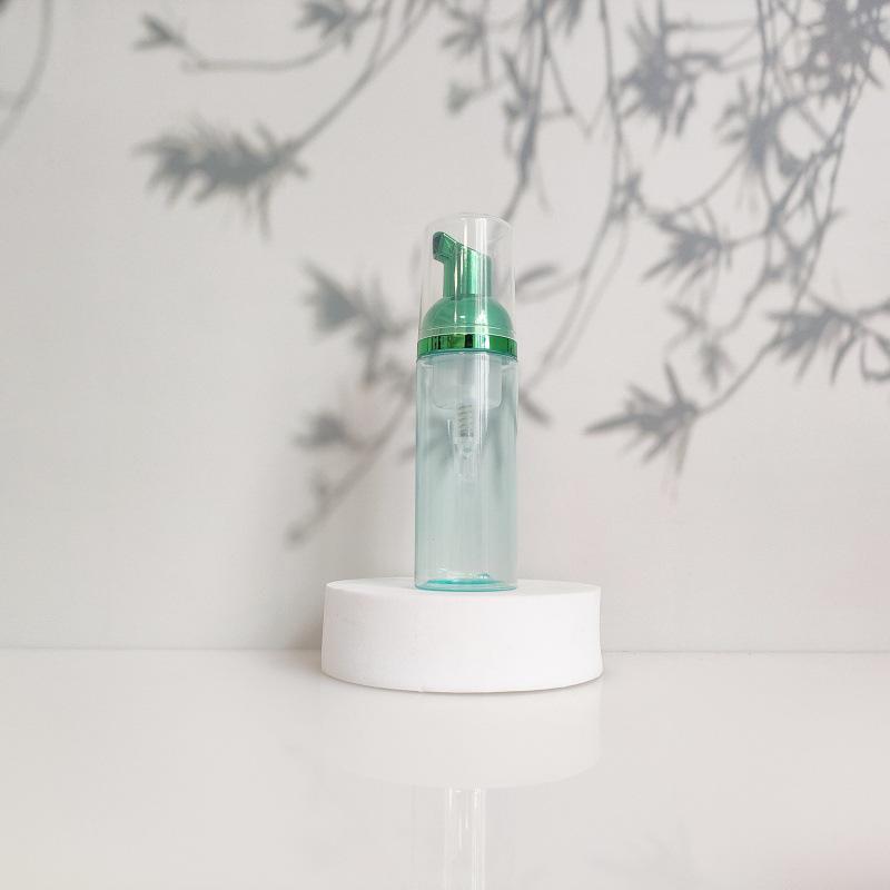 60ml Portable Transparent Green Facial Cleanser Foaming Bottle