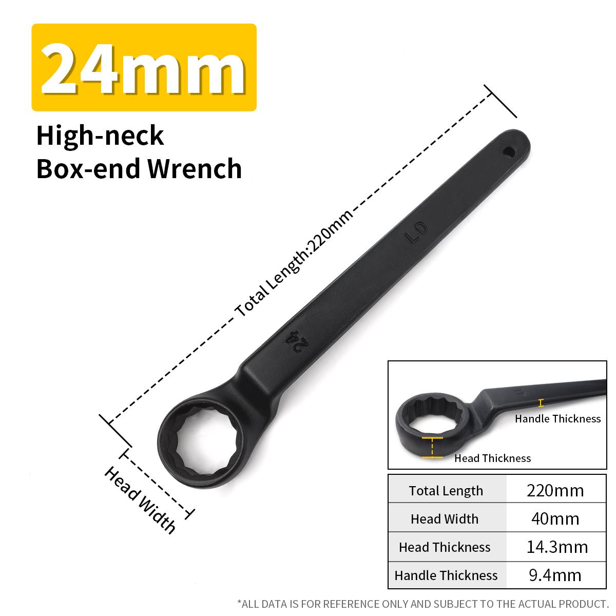 

24-115mm Heavy Duty Single Plum Blossom Wrench Black Extended Straight Shank Torx Hexagon Screw Open End Spanner Thickened
