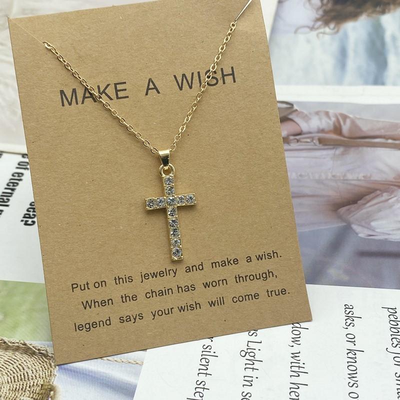 

Cross Pendant Choker Necklace for Women Men Golden Copper Color Crystal Fashion Statement Neck Zircon Trendy Necklace Wholesale