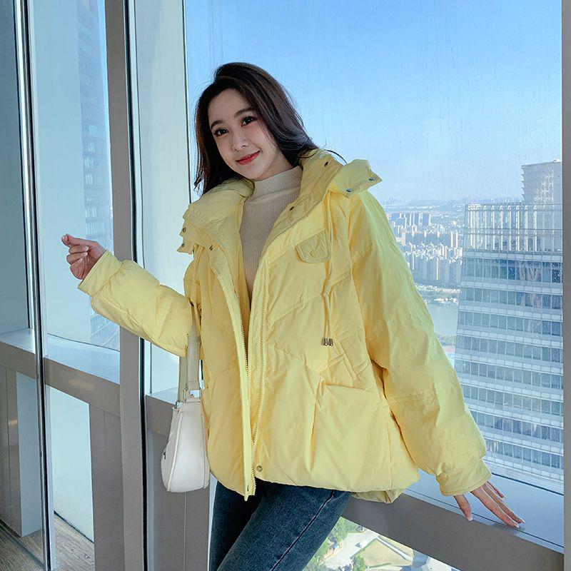 

2025 Women s Yellow Short Down Jacket: Winter Korean Style Stand Collar, White Duck Down, Loose Fit, Slimming, Thickened Coat XL (recommended 130-155 lbs) жёлтый