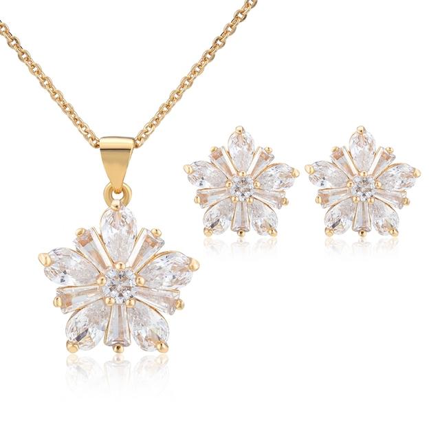 Schmuck Frauen Halskette Ohrringe Set Luxus Qualität Luxe Zubehör Feine Zirkonia Champagner Mode Jewelri Cubic Hohe Großhandel