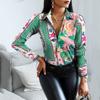 Blouses Woman Casual Office Print Shirts Autumn Fashion Button Long Sleeve White Shirt Elegant Patchwork Slim Tops Women