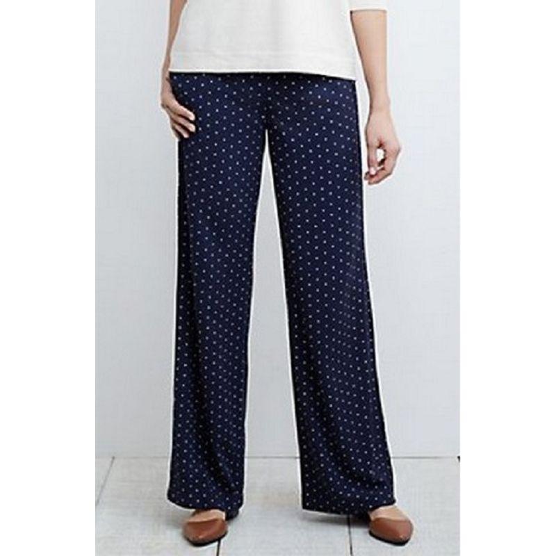 

High Waist Wide Leg Chubby Girl Spring Summer Slimming Fashion Casual Pants Dark blue white wave point L