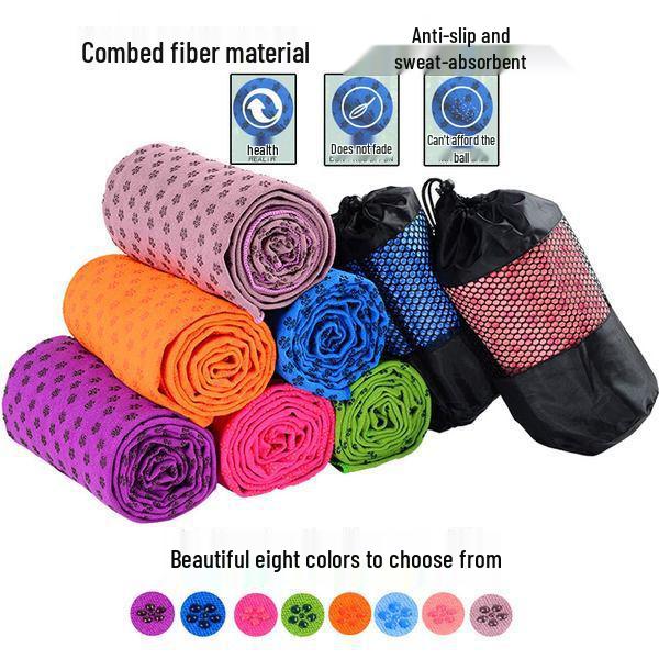 Extra Long & Wide Non-Slip Yoga Towel: Absorbent, Washable Blanket with Mesh Bag