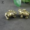 Solid Copper Lucky Elephant Small Ornaments Brass Blessing Elephants Miniature Figurine Antique Bronze Animal Statue Craft Decor